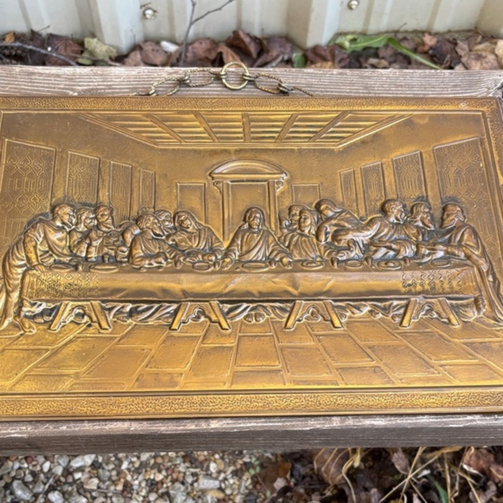 Elpec (England) brass relief plaque of the last supper